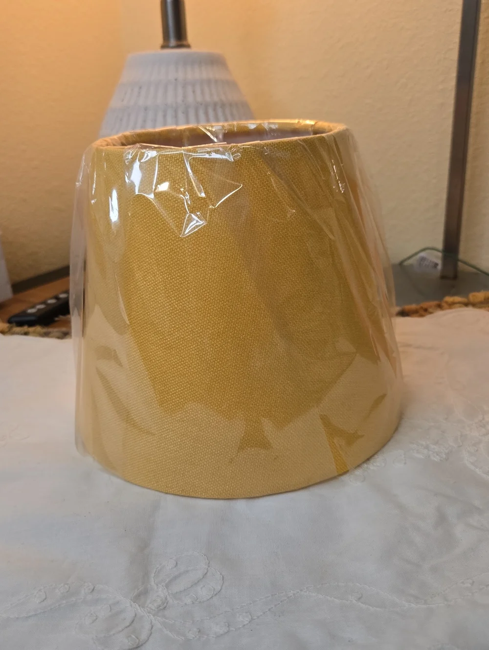Yellow Fabric Drum Lamp Shade Small Farmhouse Style NWOT